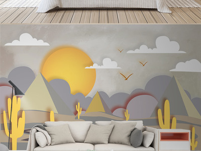 幾何童話 北歐現(xiàn)代簡(jiǎn)約風(fēng)格兒童房與電視背景墻的個(gè)性壁畫(huà)設(shè)計(jì)